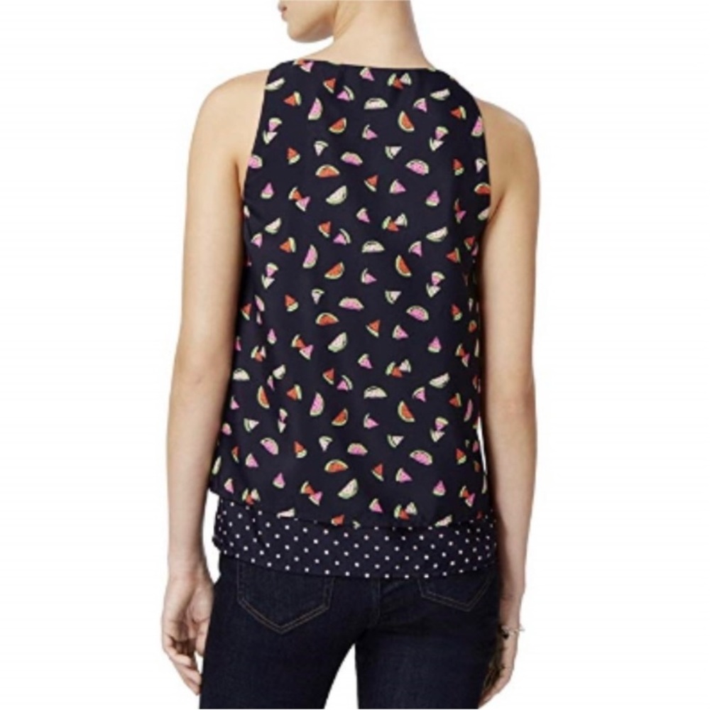 Maison Jules Watermelon Patterned Navy Blue Top Size Medium
